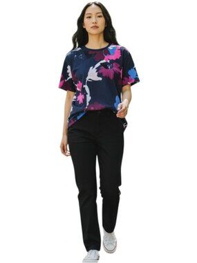 DKNY Sequin Embellished Floral Top Navy Medium